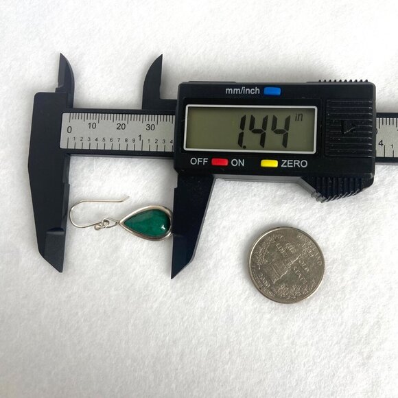 Sterling Silver 925 Southwest Style Chrysocolla Teardrop Dangle Drop Earrings - Picture 14 of 16